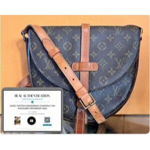Authenticated Louis Vuitton Monogram Chantilly GM Shoulder CrossBody Bag